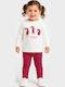 Kinder Trainingsanzug Mit Bluse Ecru/Fuchsia