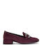 Leather Loafer Heels Burgundy