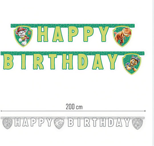 Ghirlandă Happy Birthday Paw Patrol Dino Movie 200 Cm