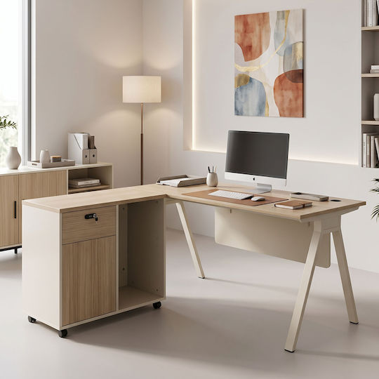 Corner Desk Pregab Wooden Oak-Beige 140x70x75cm