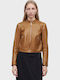 Leather Women's Biker Jacket Rust