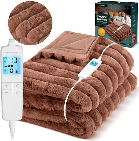 Berdsen Pătură Electrică Dublă Lavabilă cu Temporizator Maro 160W 160x180cm