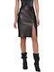 Leder Bleistift Hohe Taille Midi Damenrock Braun