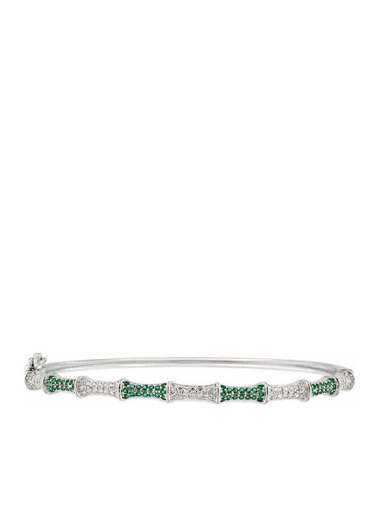 Ios Women's Silver Handcuff Bracelet with Zircon 18cm