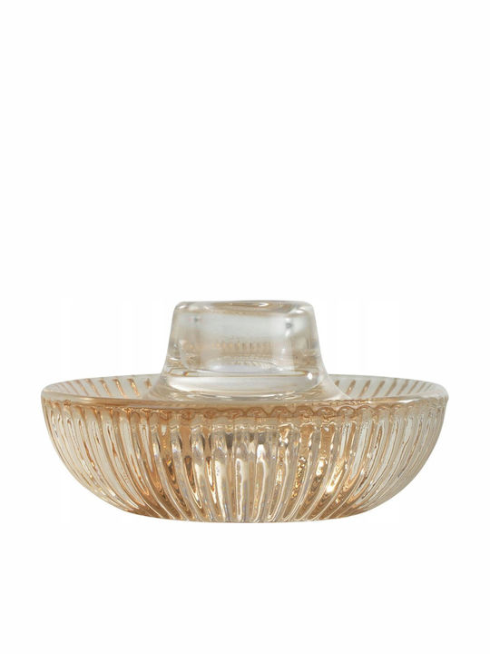 Homea Glas Kerzenhalter in Beige Farbe 5x5x10cm