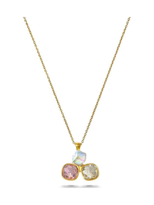 Callajewels Κολιέ από Ροζ Επιχρυσωμένο Ατσάλι