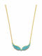Riverio Necklace Angel Wings From Gold Plated Steel With Turquoise Zircon