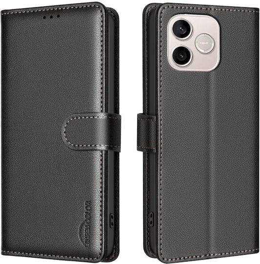 Honor 600 Lite 5g Binfen Color Bf32 Flip Synthetic Leather Pu Tpu Black Rfid Wallet Stand Mobile Phone Case