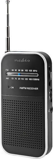 Nedis Pocket Battery-powered Am Fm Radio Analog Tuning Headphone Jack Black