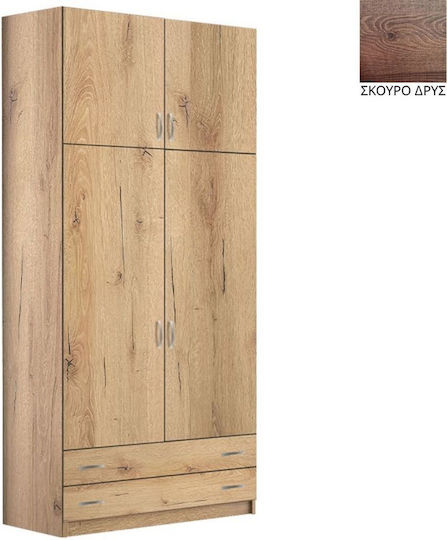 Doppeltür Kleiderschrank mit Loft Dunkle Eiche 102x60x233cm