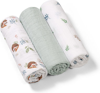 Sensillo Baby Muslin Swaddles 3 Pcs 70x70 Cm Double Sided Soft Mint