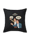 Koupakoupa Sofa-Kissen Look! Es ist Ein Ufo aus 100% Baumwolle Schwarz 50x50cm