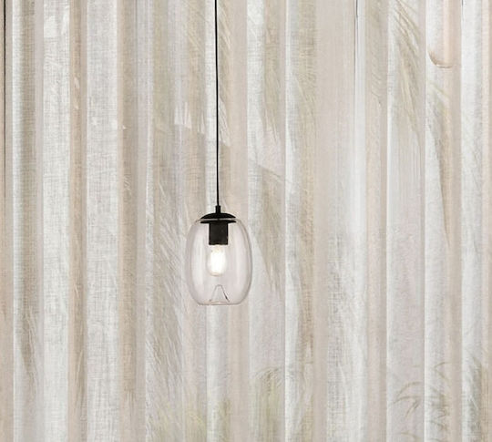 Ondaluce Adjustable Hanging Transparent Ceiling Light with E27 Socket 15x15cm