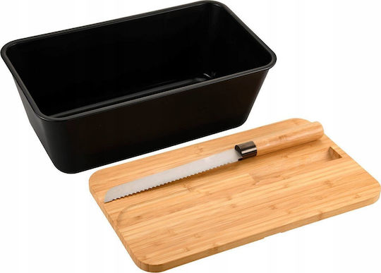 Kesper Ψωμιέρα με Καπάκι από Bamboo Μαύρη 35x20x15.5cm