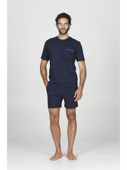Alpina Sommer Herrenpyjama Blau