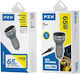 PZX Car Charger 65W with Ports 1xUSB-A 1xType-C with Type-C Cable Black Colour