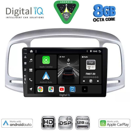 Digital IQ Автомобилна Аудио Система за Hyundai Accent 2005-2012 (Bluetooth/USB/Вграден Wi-Fi/GPS/Apple CarPlay/Android Auto) с Touch Screen 9"