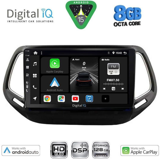 Digital IQ Автомобилна Аудио Система За Jeep Compass 2016-2021 С Clima (Bluetooth/USB/Wi-Fi/GPS/Apple CarPlay/Android Auto) С Touch Screen 10"