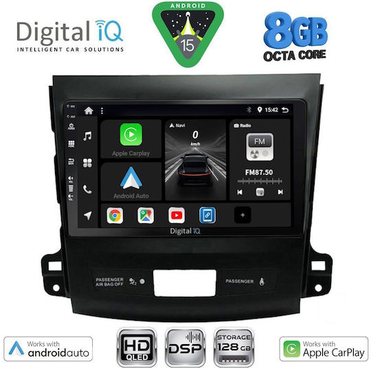 Digital IQ Автомобилна Аудио Система за Peugeot 4007 Mitsubishi Outlander Citroen C-Crosser 2006-2012 Bluetooth USB Вграден Wi-Fi GPS Apple CarPlay Android Auto с Touch Screen 9"