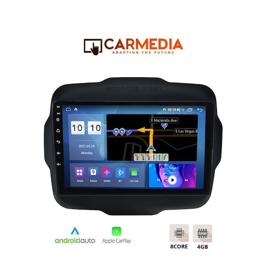 Carmedia Автомобилна Аудио Система за Jeep Renegade 2014 Bluetooth USB WiFi GPS Apple CarPlay Android Auto с Touch Screen 9"