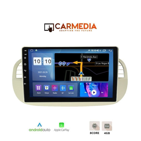 Carmedia Car Audio System for Fiat 500 2007-2015 (Bluetooth/USB/WiFi/GPS/Apple CarPlay/Android Auto) with 9" Touch Screen