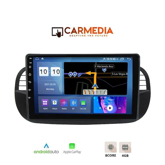 Carmedia Car Audio System for Fiat 500 2007-2015 Bluetooth USB WiFi GPS Apple CarPlay Android Auto with 9" Touch Screen