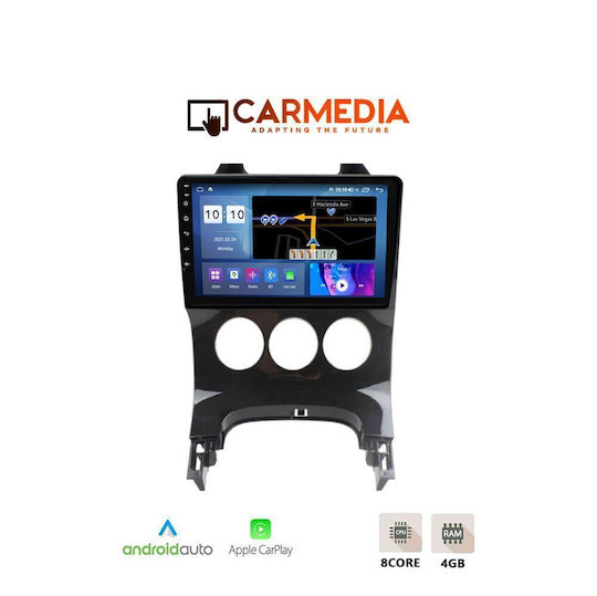 Carmedia Auto-Audiosystem für Peugeot 3008 2008-2016 mit A/C (Bluetooth/USB/WiFi/GPS/Apple CarPlay/Android Auto) mit 9-Zoll Touchscreen