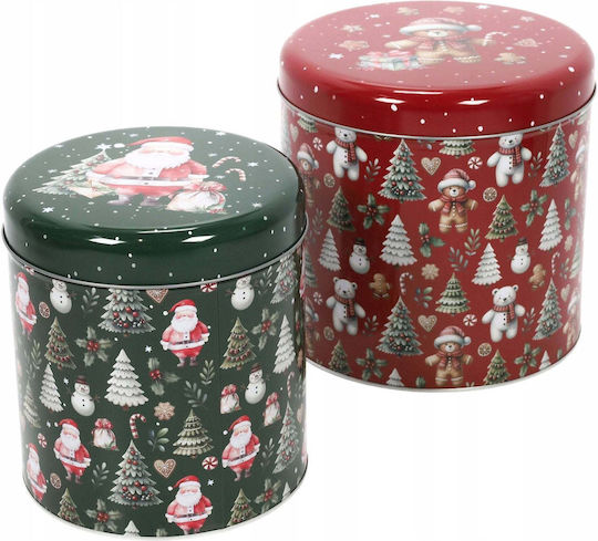 Home Styling Collection Decorațiune De Crăciun Set De Crăciun Containere Metalice În Diverse Mărimi 2 Bucăți