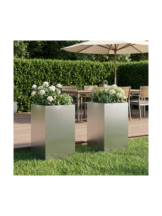 vidaXL Set of 2 Metallic Silver Flower Pots