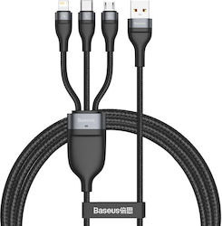 Baseus LED USB към Lightning / Type-C / micro USB Кабел 5A Черен 1.2m CA1T3-G1