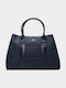 Fabric Women's Handbag Crossbody Croco Navy Blue