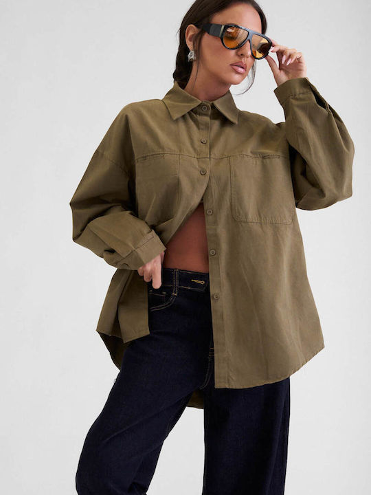 Decoro Langärmeliges Damenhemden Khaki