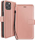 Mayaxess Wallet Case Iphone 15 Pro Max Video Stand Wrist Strap Rose Gold