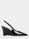 Lackleder Pumps mit Niedrigem Absatz Schwarz