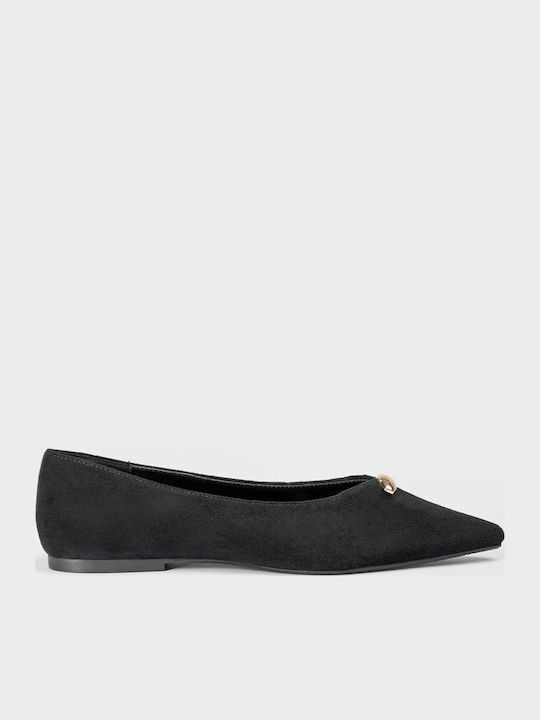 Wildleder Damen Ballerinas Spitz zulaufend Schwarze