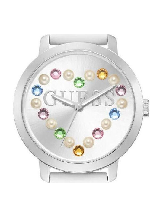Guess Guess Women’s Battery Watch with White Leather Strap