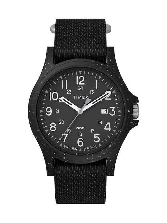 Timex Мъжки Часовник 40mm На Батерия с Черна Текстилна Каишка