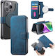 Caseneo Mw-03s Magnetic Detachable Wallet Case Smartphones 6.7 Inches Blue Universal Book Cover