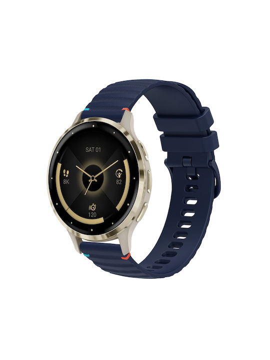 Garmin Venu 3s Silicone Embossed Wave Style 18mm Navy Blue