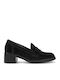 Кожени Loafer Обувки На Ток Черни