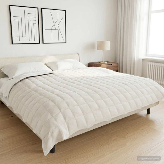 vidaXL Fleece Double Blanket 200x225cm White