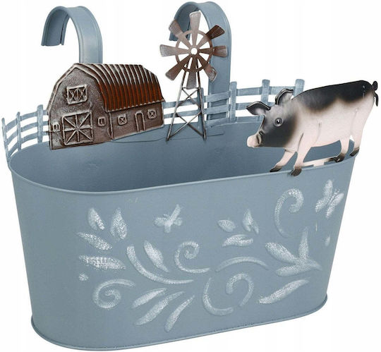 Home&Styling Collection Blue Metallic Flower Pot 34x25x27cm