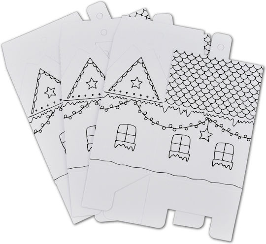 Decorative Paper Houses Large White Set 6 Pieces
