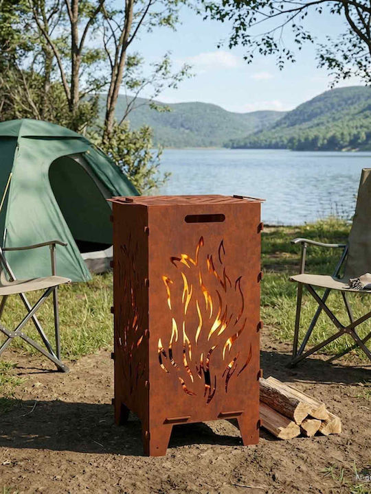 vidaXL Feuerstelle Für Draußen Metallisch 47x38x75cm