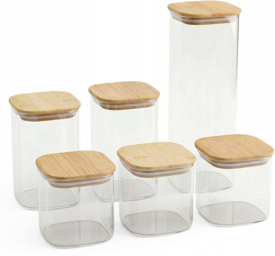 Kesper Set Bamboo Transparent Lunch Boxes 10x10cm 6 Pieces