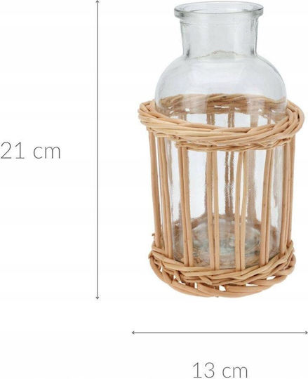 Home&Styling Collection Decorative Wicker Vase Home Transparent 13x13xH13cm