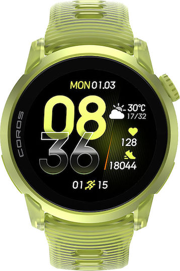 Coros Pace 4 Aluminiu 43mm Waterproof Smartwatch cu Monitor de Ritm Cardiac (Curea Din Silicon Neon Galben)