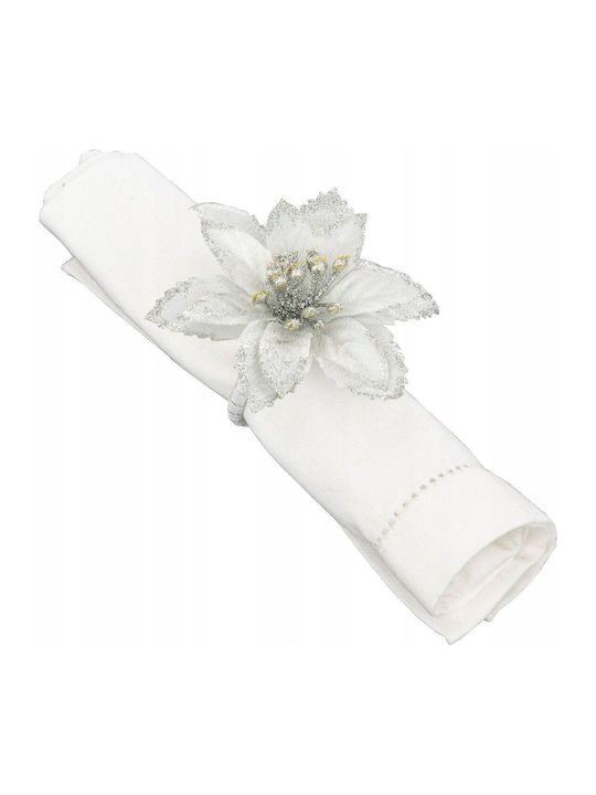 Atmosphera Star Of Bethlehem Set Christmas Napkin Rings Flowers & Branches 9x9x7cm 2 Pieces