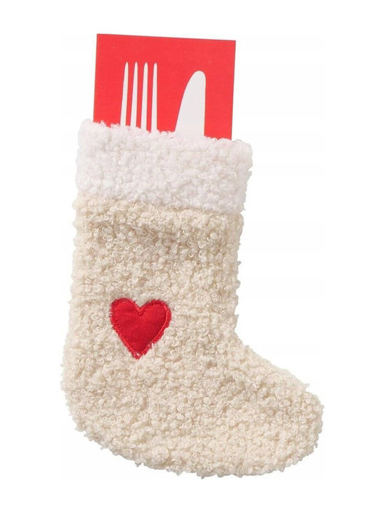 Boltze Christmas Plush White Case for Cutlery 14.5x12x2cm
