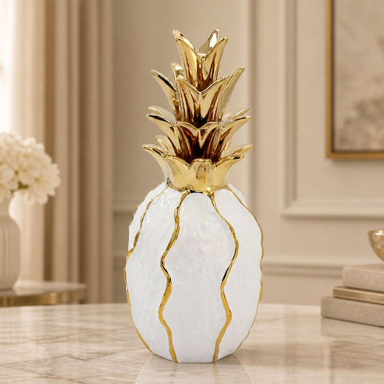 Ceramic Decorative Φ14x33 Pineapple White Gold Keskor 78766